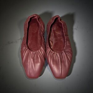 STAUD Maroon Leather Flats size 8.5 39